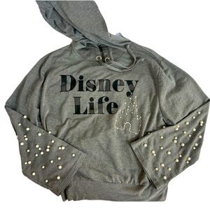 Disney Life Pearl Hoodie With Castle - Women | Color: Silver | Size: L